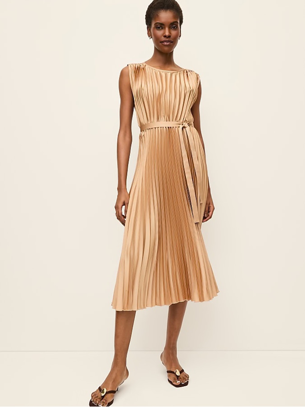 Ann Taylor Pleated Satin Midi Dress 857898